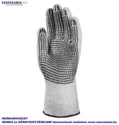 TAEKI5 Vágásbiztos kötött kesztyű, PVC pöttyös, méret: 7 , 1 pár