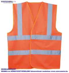 Jólláthatósági mellény 2 vízszintes csíkkal narancs, méret: XL, 1 darab
