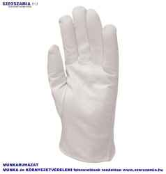 Bőrkesztyű, szürke színkecske/fehér vászon kézhát, méret: 9, 1 pár