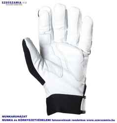 Bőrkesztyű finom kecskebőr, fekete PES kézhát, tépőzár, méret: 8, 1 pár