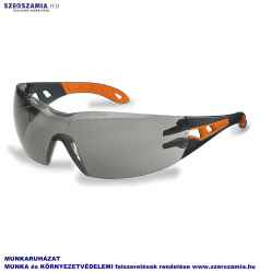 UVEX Pheos szemüveg, fekete/narancs szár, füst színű lencse, 1 darab