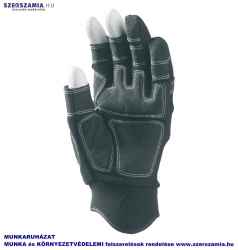 Bőrkesztyű, fekete szintetikus sofőr, 3 ujjvég nélkül, méret: 8, 1 pár