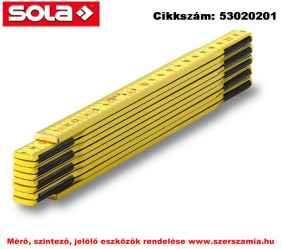 Fa mérővessző 2 m HG 2/10G sárga, EK-osztály 3 SOLA