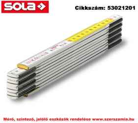 Fa mérővessző 2 m HF 2/10 fehér/sárga, EK-osztály 3 SOLA