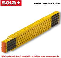 Fa mérővessző 2 m PS 2/10G sárga, EK-osztály 3 SOLA