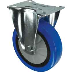 Kis-és közép teljesítményű gumiabroncsos kerék, fix típus felső tányérral, kék 125mm