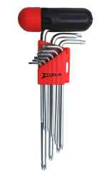 ZO-TOOLS furatos TORX kulcskészlet extra hosszú + markolat 9r. TH10-TH50
