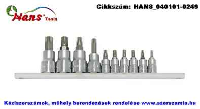 HANS 1/4 col plusz 3/8 col TORX bit-dugókulcsfej készlet 10 részes TX10-TX55 56024-10