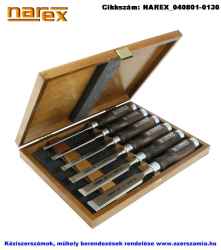 NAREX asztalosvéső készlet pácolt fa nyéllel 6 részes fa dobozban 6-26mm 853053