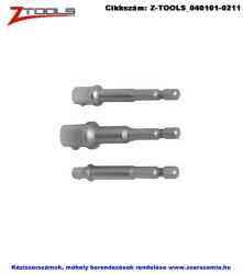 ZO-TOOLS bit adapter dugókulcshoz készlet 3 részes 1/4 col plusz 3/8 col plusz 1/2 col