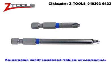 ZO-TOOLS 1/4 col Pozidriv bit hegy S2 PZ2x90, 5db/csomag