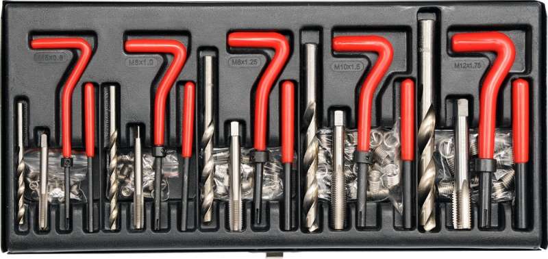 Menetjavító készlet M5 x 0.8 x 6.7mm, M6 x 1.0 x 10.8mm, M8 x 1.25 x 10.8mm, M10 x 1.5 x 13.5mm, M12 x 1.75 x 16.3mm YATO Menetjavító készlet M5 x 0.8 x 6.7mm, M6 x 1.0 x 10.8mm, M8 x 1.25 x 10.8mm, M10 x 1.5 x 13.5mm, M12 x 1.75 x 16.3mm YATO