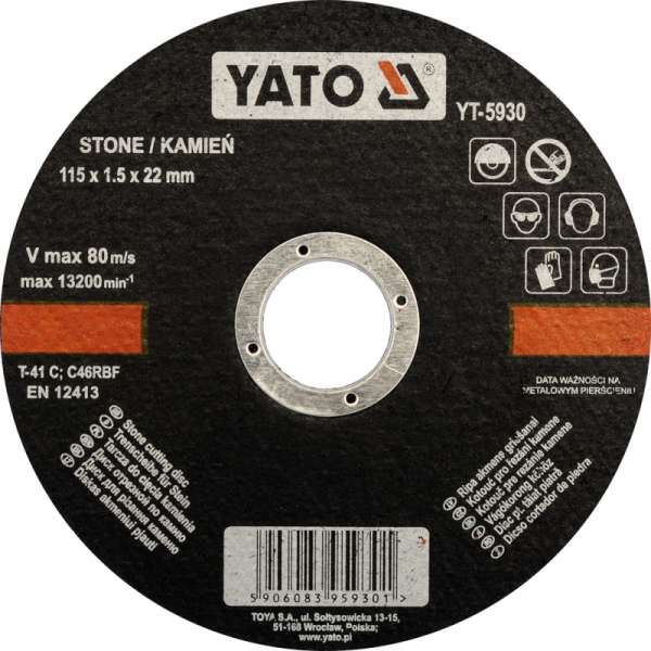 Kővágókorong 115x1,5x22 YATO Kővágókorong 115x1,5x22 YATO