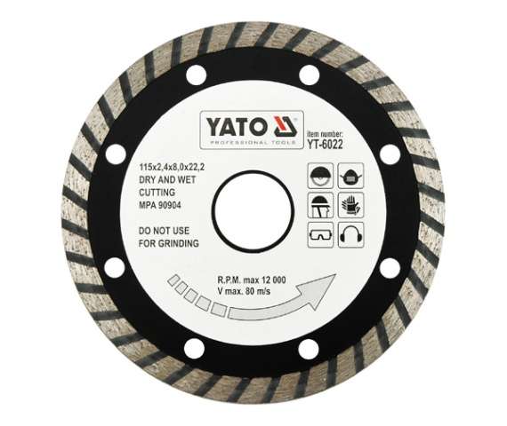 Gyémántvágó korong TURBÓ-115mm YATO Gyémántvágó korong TURBÓ-115mm YATO