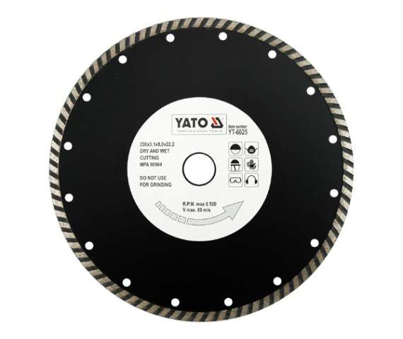 Gyémántvágó korong TURBÓ-230mm YATO Gyémántvágó korong TURBÓ-230mm YATO