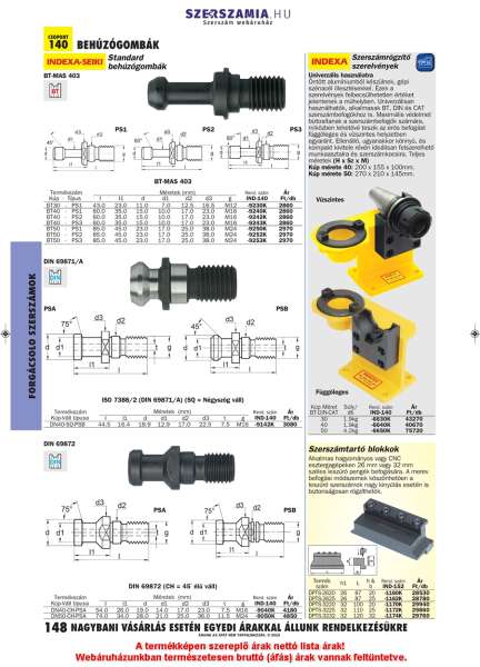 Szerszám rögzítő szerelvény BT/DIN/CAT 50 Szerszám rögzítő szerelvény BT/DIN/CAT 50