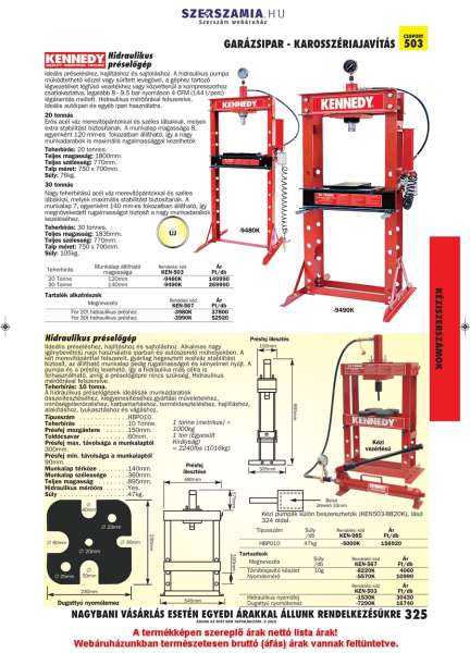 Hidraulikus préselőgép, 120mm-es lépés, 8-9,5bar, 30 t