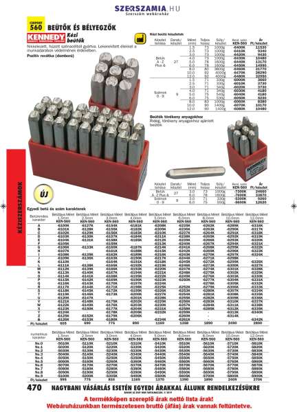 Számbeütő készlet (9 részes) 2.5mm 71mm Számbeütő készlet (9 részes) 2.5mm 71mm