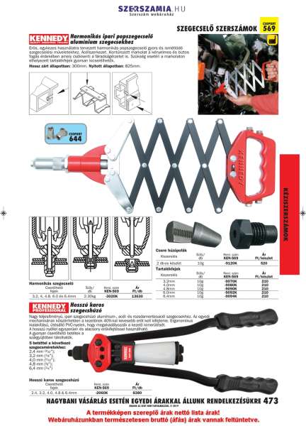 Karos pop-szegecselő 2,4 – 6,4 mm Karos pop-szegecselő 2,4 – 6,4 mm