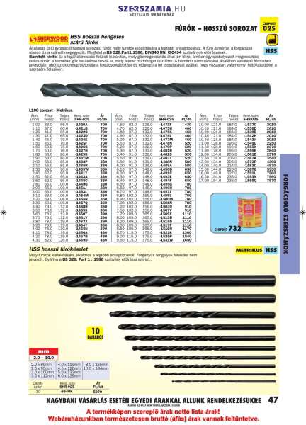 Hosszú hengeres szárú csigafúró HSS általános célú, metrikus 2,9mm, L 66mm Hosszú hengeres szárú csigafúró HSS általános célú, metrikus 2,9mm, L 66mm