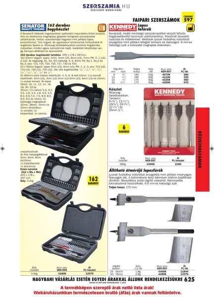 Lapos fúró 22-76mm állítható átmérőjű KENNEDY 170mm Lapos fúró 22-76mm állítható átmérőjű KENNEDY 170mm