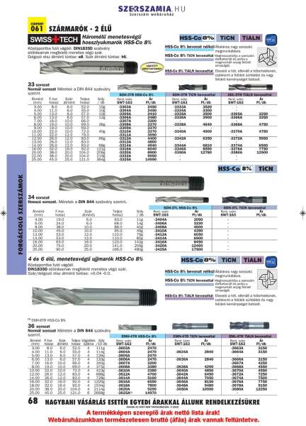 Háromélű menetesvégű hosszlyukmaró 9.0 10 x 69mm HSS-Co8% DIN844
