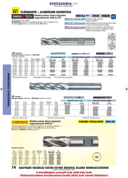 Weldon-száras finom fogazású nagyolómarók HSS-EV 8mm, munka hossz. 20mm Weldon-száras finom fogazású nagyolómarók HSS-EV 8mm, munka hossz. 20mm