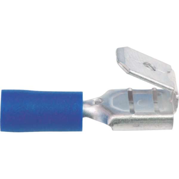Csap csatlakozó anya kék 6.3mm 100db/csomag Csap csatlakozó anya kék 6.3mm 100db/csomag