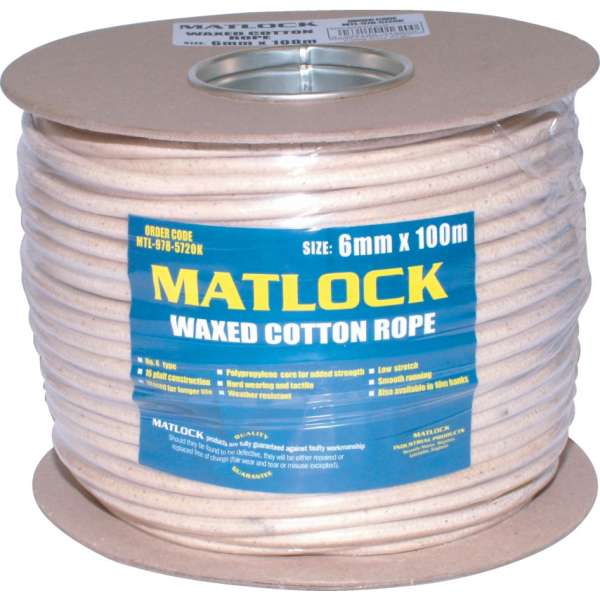 Viaszos gyapotkötél dobon 6mm x 100m Viaszos gyapotkötél dobon 6mm x 100m