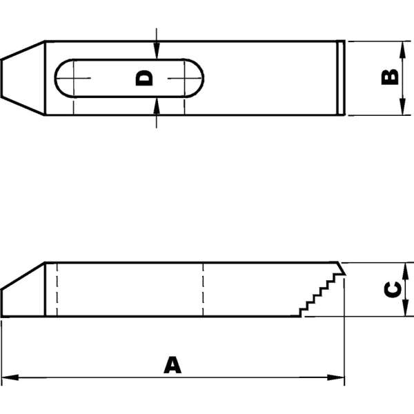 Szorító elem, lépcsős fogazással A150mm M14 HRC32-38 Szorító elem, lépcsős fogazással A150mm M14 HRC32-38