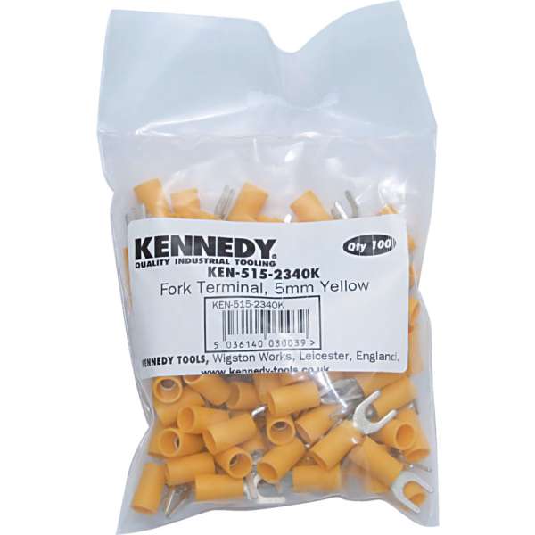 Kábelsaru villás sárga 4mm 100db/csomag Kábelsaru villás sárga 4mm 100db/csomag
