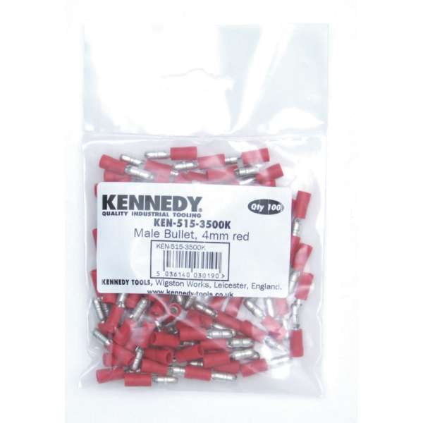 Kábelsaru apa dugóval piros 4mm 100db/csomag Kábelsaru apa dugóval piros 4mm 100db/csomag