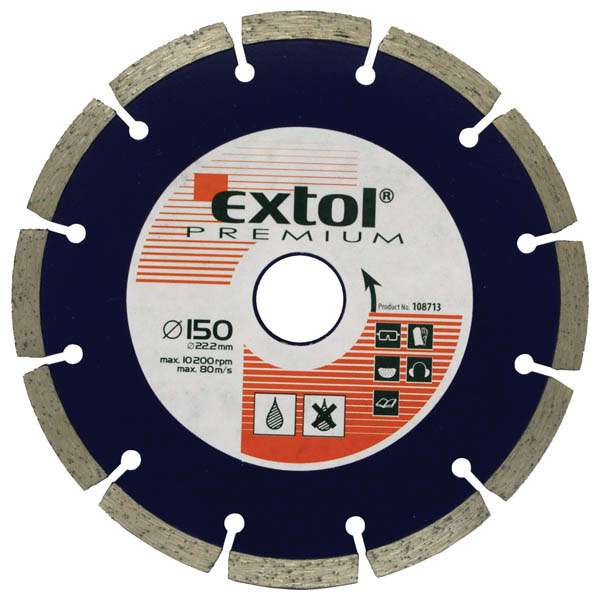 EXTOL PREMIUM szegmenses gyémántvágó tárcsák 180x22,2mm, max.8.500 f/min EXTOL PREMIUM szegmenses gyémántvágó tárcsák 180x22,2mm, max.8.500 f/min