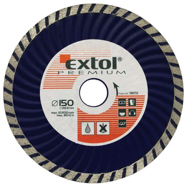 EXTOL PREMIUM gyémántvágó tárcsák turbo gránit/kerámia 150x22,2mm, max.10.200 ford/perc EXTOL PREMIUM gyémántvágó tárcsák turbo gránit/kerámia 150x22,2mm, max.10.200 ford/perc