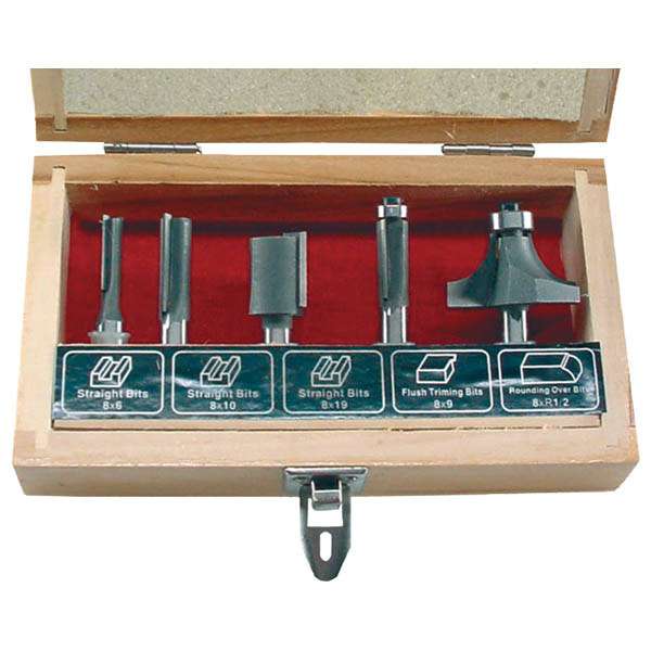 EXTOL CRAFT felsőmaró készlet 5 db-os, fadobozban, 8mm-es befogással EXTOL CRAFT felsőmaró készlet 5 db-os, fadobozban, 8mm-es befogással