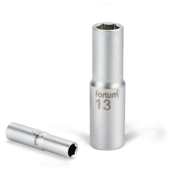 FORTUM hosszított dugófejek, 1/2col, 13 mm, 61CrV5, mattkróm FORTUM hosszított dugófejek, 1/2col, 13 mm, 61CrV5, mattkróm