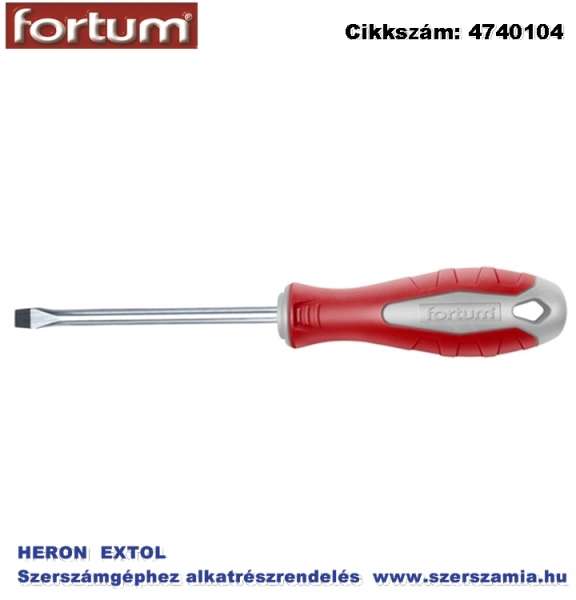 Csavarhúzó lapos, CV., mágneses 4 x 75 mm, Fortum Csavarhúzó lapos, CV., mágneses 4 x 75 mm, Fortum