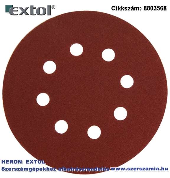 Csiszolókorong vászon tépőzáras, 125 mm, 8 lyukkal, P240-es, 407202, 8894201 és 8894202-höz 10db/csomag Csiszolókorong vászon tépőzáras, 125 mm, 8 lyukkal, P240-es, 407202, 8894201 és 8894202-höz 10db/csomag