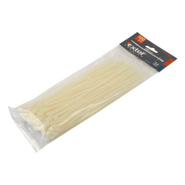 EXTOL PREMIUM Fehér nylon kábelkötegelők, 4,8x300mm 100db/csomag EXTOL PREMIUM Fehér nylon kábelkötegelők, 4,8x300mm 100db/csomag