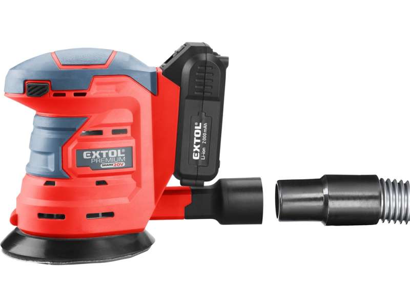Akkus rotációs (excentrikus) csiszoló, Share20V, 20V, Li-ion, 1db akku, 1db töltő, 2000 mAh, 125 mm,ford.: 10.000 f/perc Akkus rotációs (excentrikus) csiszoló, Share20V, 20V, Li-ion, 1db akku, 1db töltő, 2000 mAh, 125 mm,ford.: 10.000 f/perc