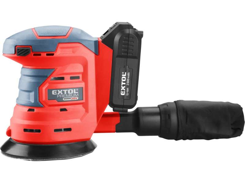 Akkus rotációs (excentrikus) csiszoló, Share20V, 20V, Li-ion, 1db akku, 1db töltő, 2000 mAh, 125 mm,ford.: 10.000 f/perc Akkus rotációs (excentrikus) csiszoló, Share20V, 20V, Li-ion, 1db akku, 1db töltő, 2000 mAh, 125 mm,ford.: 10.000 f/perc