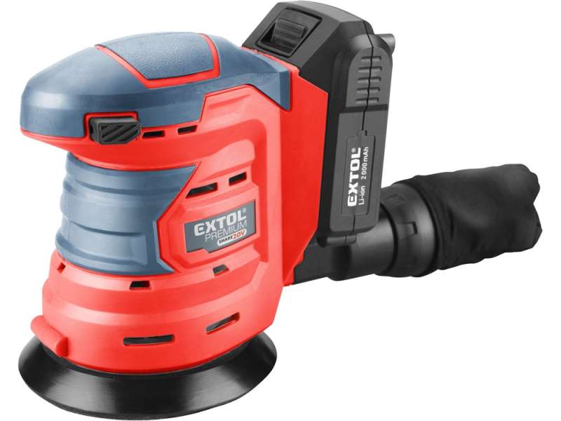 Akkus rotációs (excentrikus) csiszoló, Share20V, 20V, Li-ion, 1db akku, 1db töltő, 2000 mAh, 125 mm,ford.: 10.000 f/perc Akkus rotációs (excentrikus) csiszoló, Share20V, 20V, Li-ion, 1db akku, 1db töltő, 2000 mAh, 125 mm,ford.: 10.000 f/perc