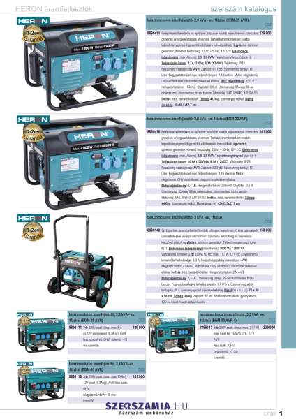 HERON Benzinmotoros áramfejlesztő, max 5500 va, egyfázisú egm-55 avr-1 HERON Benzinmotoros áramfejlesztő, max 5500 va, egyfázisú egm-55 avr-1