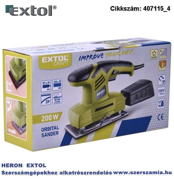 Vibrációs csiszológép 200W, 90 x 187 mm 11000/perc Vibrációs csiszológép 200W, 90 x 187 mm 11000/perc