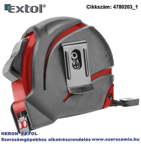 Mérőszalag, 1 stoppos, ABS műanyag ház, gumírozott 7,5m x 25 mm Nylon bevonatú szalag, mágneses vég Fortum Mérőszalag, 1 stoppos, ABS műanyag ház, gumírozott 7,5m x 25 mm Nylon bevonatú szalag, mágneses vég Fortum