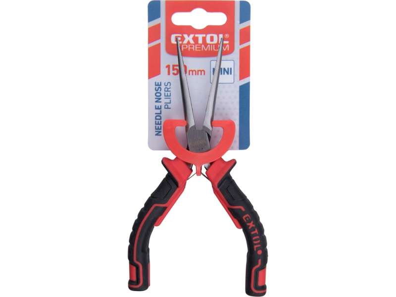 Hosszú csőrű fogó, mini, 150 mm, TÜV/GS, kétszínű műanyag nyél, rugós Hosszú csőrű fogó, mini, 150 mm, TÜV/GS, kétszínű műanyag nyél, rugós