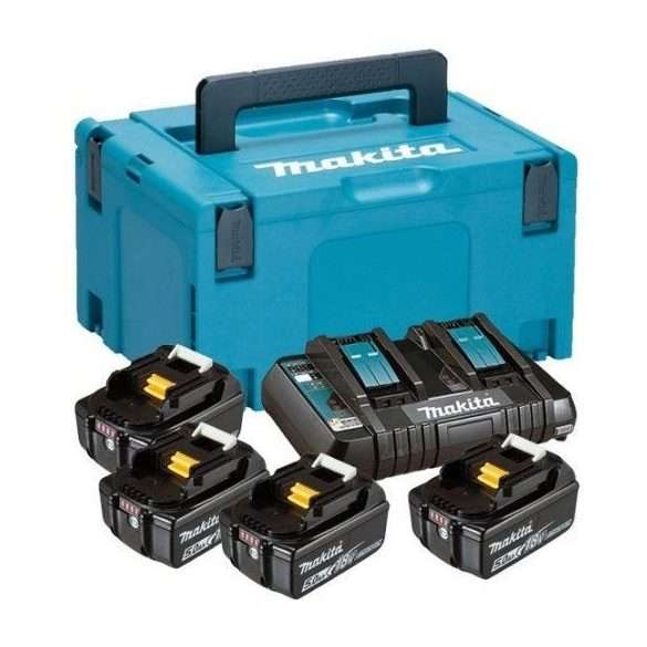 MAKITA 18V LXT Li-Ion 4x5,0Ah akku plusz DC18RD duplatöltő készlet plusz MAKPAC MAKITA 18V LXT Li-Ion 4x5,0Ah akku plusz DC18RD duplatöltő készlet plusz MAKPAC
