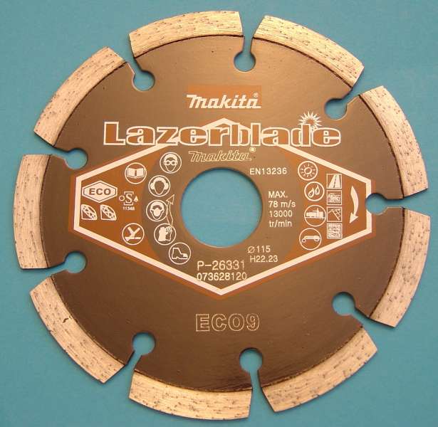 Szegmentált tárcsa lézerhegesztett profi 115 mm LB9 MAKITA (MK-P-26331) Szegmentált tárcsa lézerhegesztett profi 115 mm LB9 MAKITA (MK-P-26331)