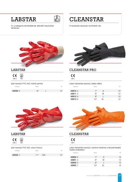 Latex háztartási kesztyű, bélés nélkül, CAT1 Cleanstar Pro L/9 Latex háztartási kesztyű, bélés nélkül, CAT1 Cleanstar Pro L/9