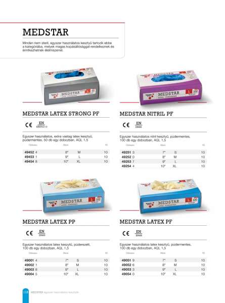 Egyszer használatos extra vastag latex kesztyű, púdermentes 50 Medstar Latex strong PF L/9" 50db Egyszer használatos extra vastag latex kesztyű, púdermentes 50 Medstar Latex strong PF L/9" 50db